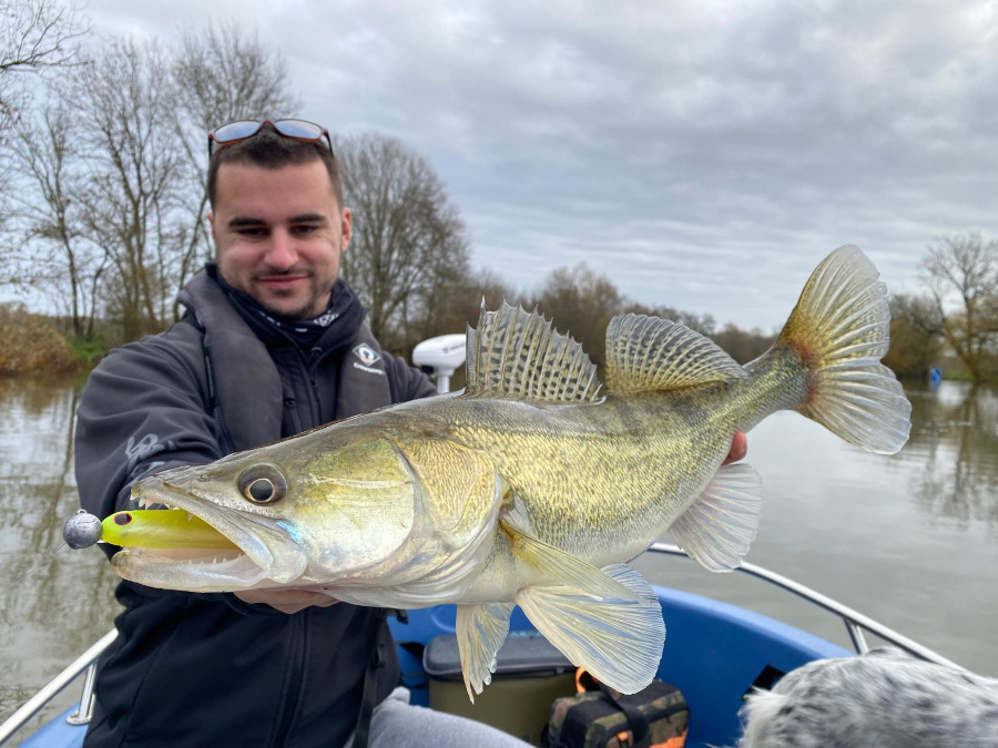 gros sandre en bateau